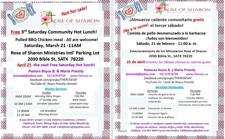 Free 3rd Sat Community Hot Lunch!